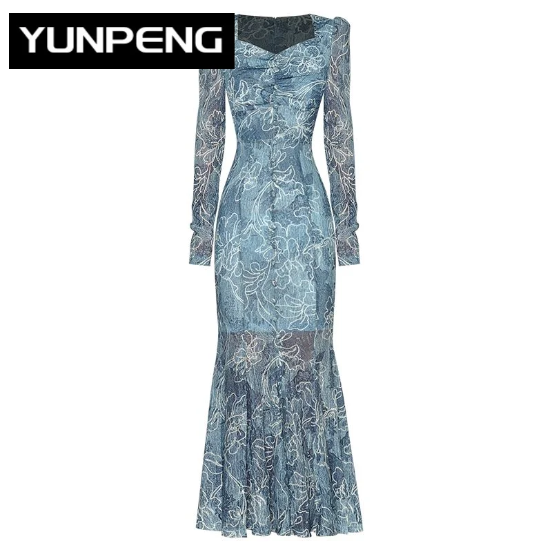 Dresses For Women 2023 Elegant High Quality Luxury Mermaid Square Collar Long Sleeve Folds Print Vintage Package Buttocks Dress
Dresses For Women 2023 Elegant High Quality Luxury Mermaid Square Collar Long Sleeve Folds Print Vintage Package Buttocks Dress