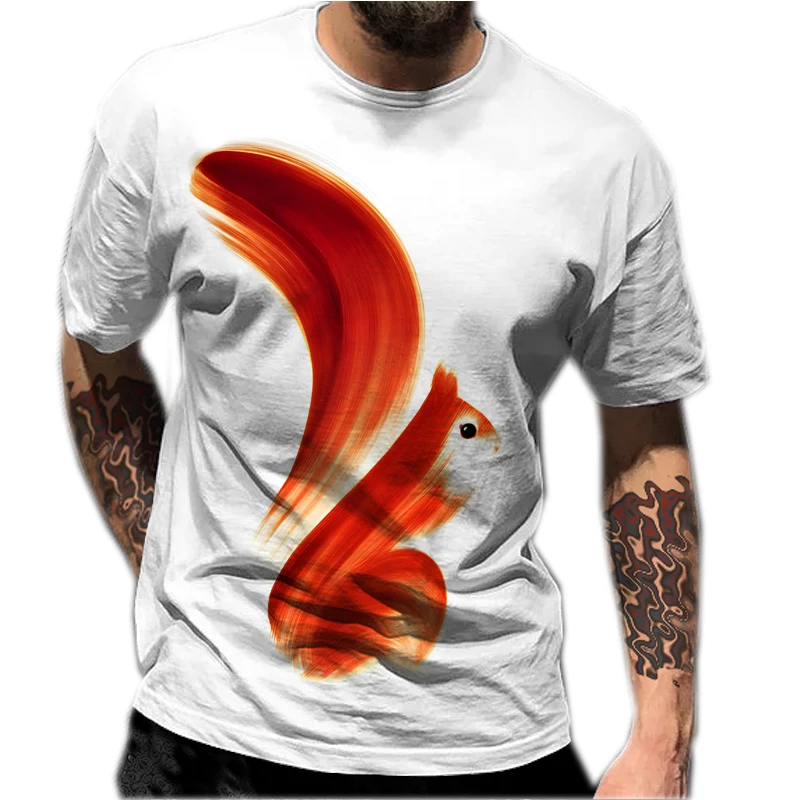 Summer Versatile Classic White T-shirt Squirrel Print Men's Short Sleeve Simple O-Neck Women's T shirts Casual Couple Top Cloth
Summer Versatile Classic White T-shirt Squirrel Print Men's Short Sleeve Simple O-Neck Women's T shirts Casual Couple Top Cloth
