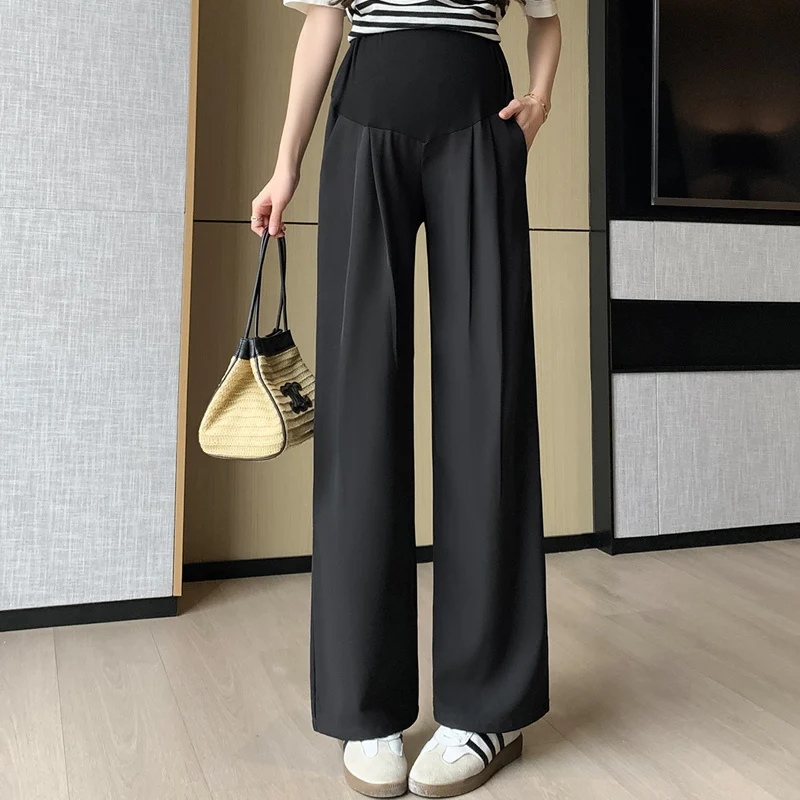 

4XL Wide Leg Loose Straight Maternity Pants 2024 Spring Summer Casual Belly Trousers Clothes for Pregnant Women Pregnancy During