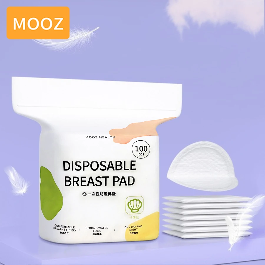 

MOOZ 100PCS Breastfeeding Disposable Breast Nursing Pads Breathable Slim Super Absorbency Cotton Breast Pad Nurs CDC006