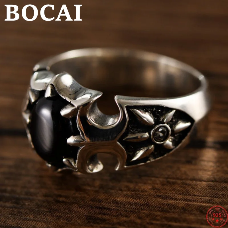 BOCAI S925 Sterling Silver Rings 2023 New Fashion Sunflower Totem Obsidian Solid Pure Argentum Viking Jewelry for Men Women
BOCAI S925 Sterling Silver Rings 2023 New Fashion Sunflower Totem Obsidian Solid Pure Argentum Viking Jewelry for Men Women