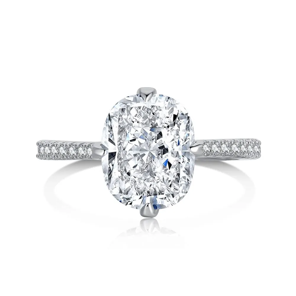 

S925 Sterling Silver Ring for Women's Elegant Light Luxury 8A Oval Ice Flower Cut Yellow Diamond High Carbon Diamond Wedding