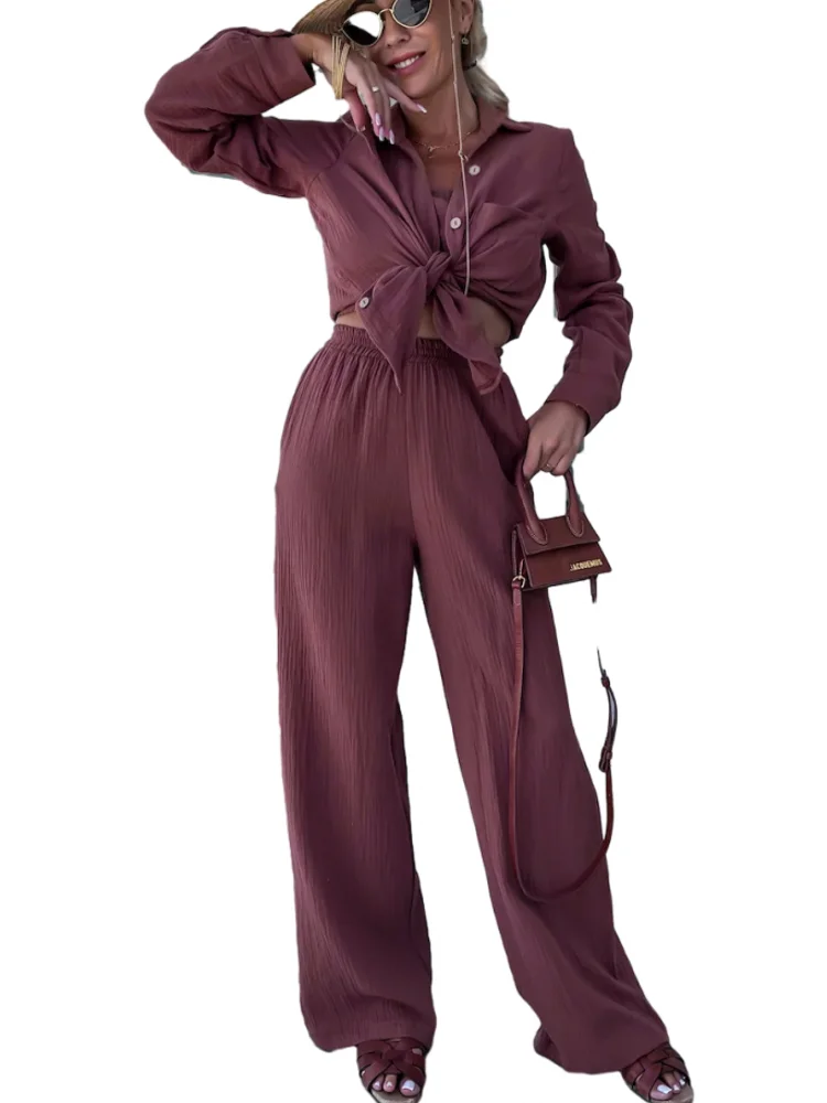 2 Peice Sets Womens Outfit Summer Autumn Outfits Casual Polo Collar Long Sleeve Shirt Straight Pants Suit Fashion Matching Set
2 Peice Sets Womens Outfit Summer Autumn Outfits Casual Polo Collar Long Sleeve Shirt Straight Pants Suit Fashion Matching Set