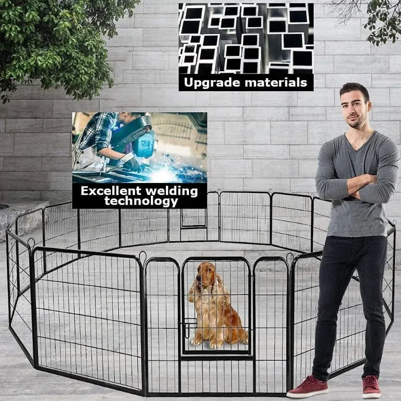 

Манеж BestPet для собак, металлическая ручка с дверями для упражнений на открытом воздухе, высота 40 дюймов, 16 панелей