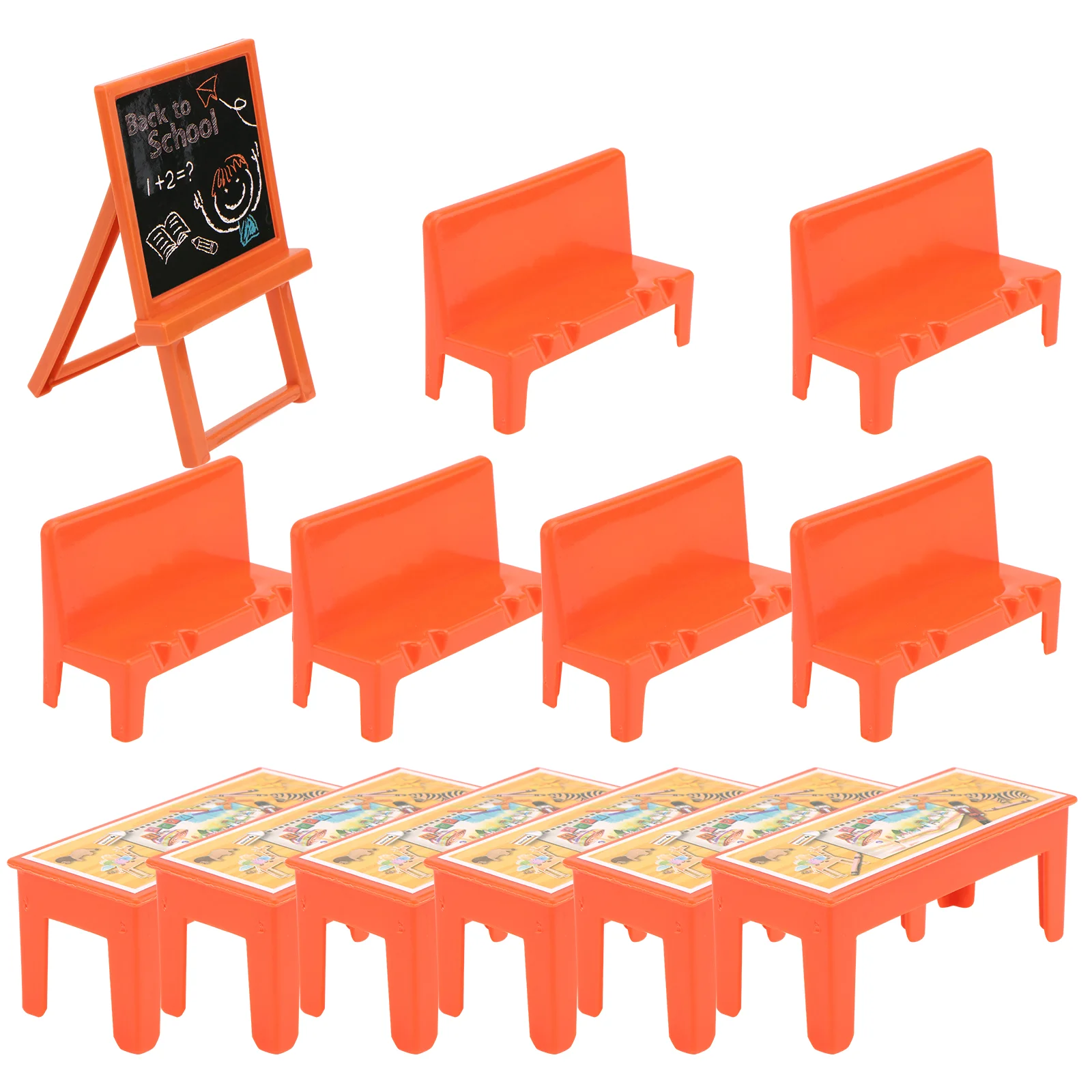 

Mini Classroom Furniture Set Dollhouse Desk Chair Chalkboard Miniature School Playset Miniature School Desk Chair Chalk