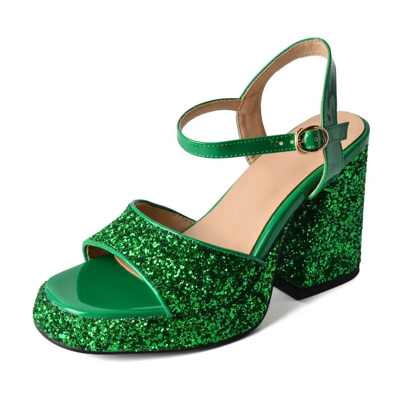 Женские босоножки с блестками, Зеленые босоножки на высоком каблуке 9,5 см, с ремешком на щиколотке, 33-43 см, лето
Женские босоножки с блестками, Зеленые босоножки на высоком каблуке 9,5 см, с ремешком на щиколотке, 33-43 см, лето