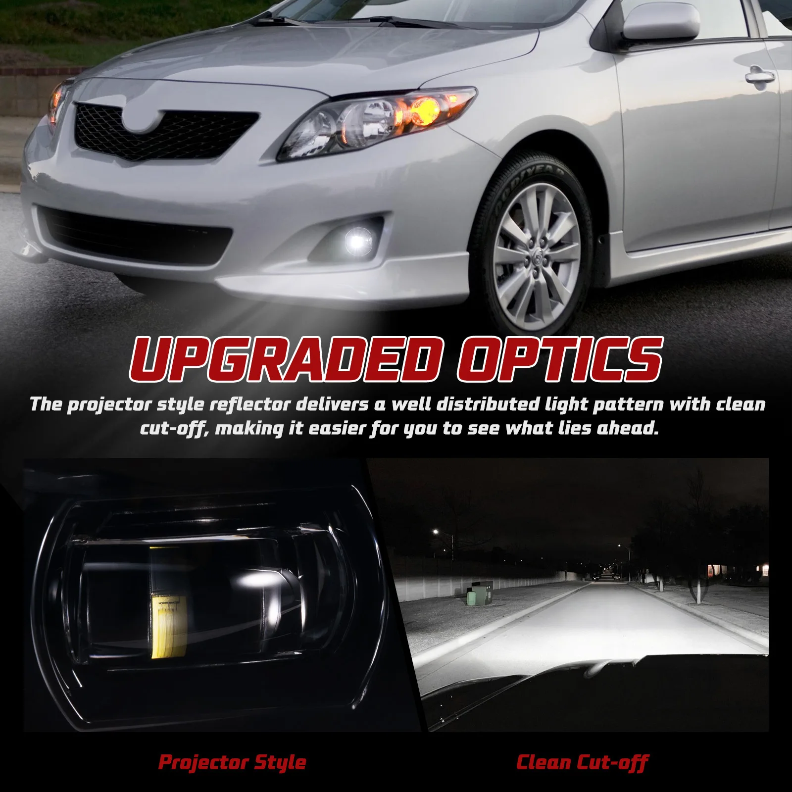 

Perfect Fit and Improved Illumination with LED Fog Light Bulbs for Toyota Corolla CE/LE 2011-2013, 5500K White