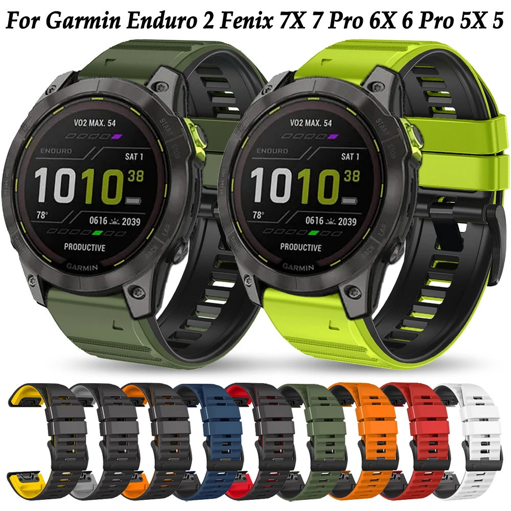 

Ремешок силиконовый Quickfit для Garmin Enduro 2 Fenix 7X 7 Pro 6X 6 Pro 5 5X Plus, браслет для наручных часов, умные часы, 22/26 мм