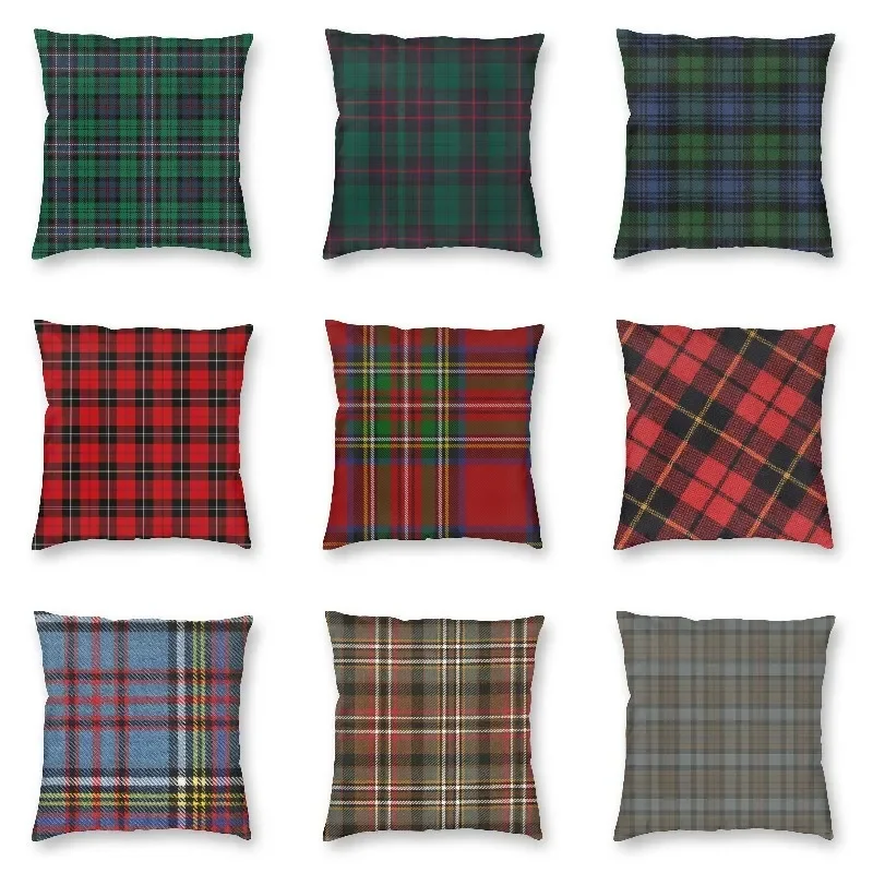 

Luxury Popular Geometric Check Scottish Tartan Cushion Cover Home Decor 3D Print Gingham Plaid Throw Pillow Case for Sofa Car