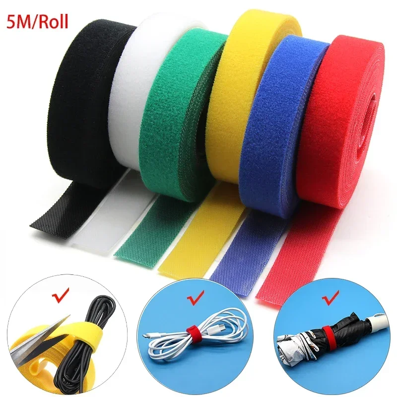 

Width 10 15 20 25mm 5M/Roll Cable Organizer USB Cable Winder Management Nylon Free Cut Ties Mouse earphone DIY Cord Cable Ties