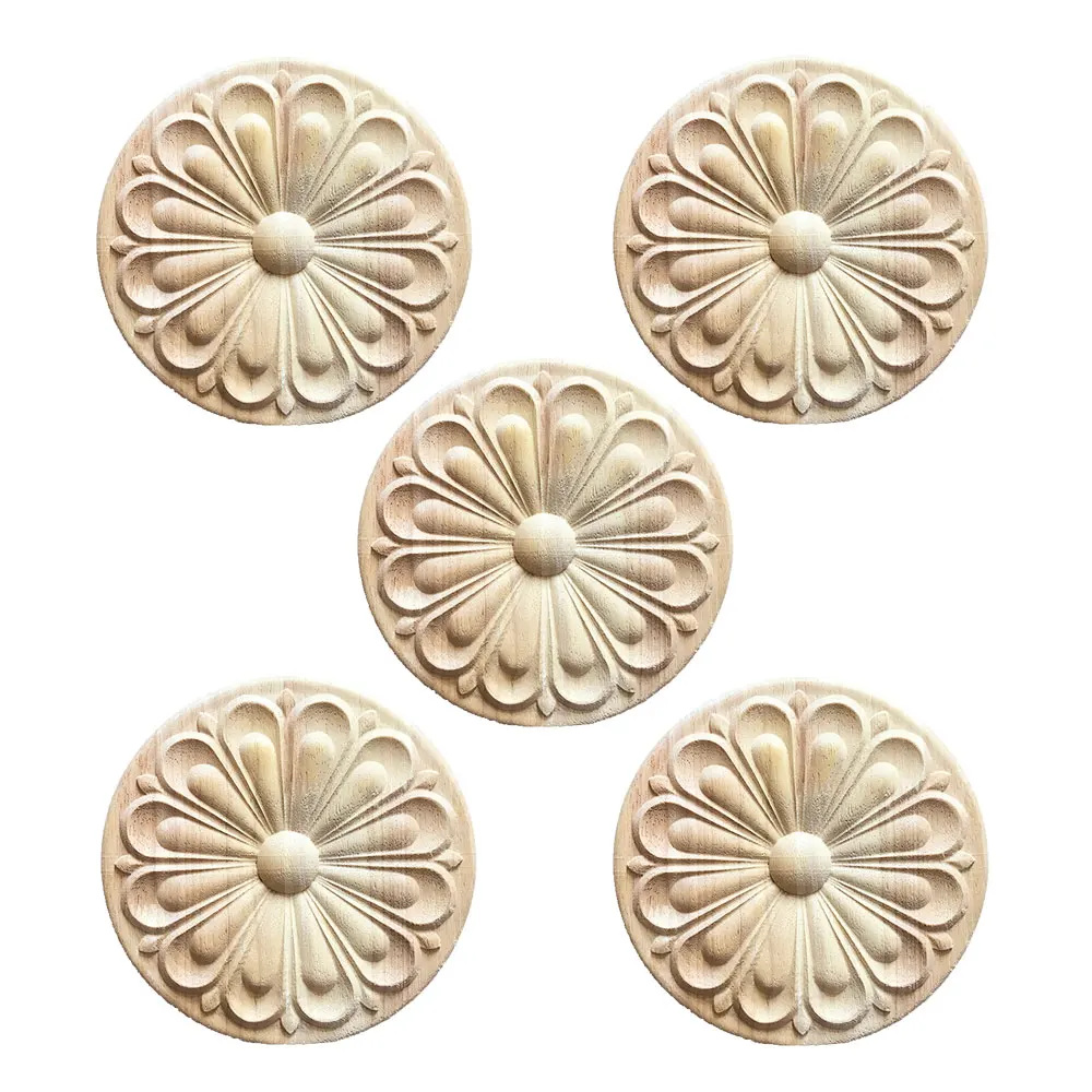 5 Pc Wood Carved Flower Decal Unpainted Round Onlay Applique Furniture Corner Carving Bed Door Cabinet Decor
5 Pc Wood Carved Flower Decal Unpainted Round Onlay Applique Furniture Corner Carving Bed Door Cabinet Decor