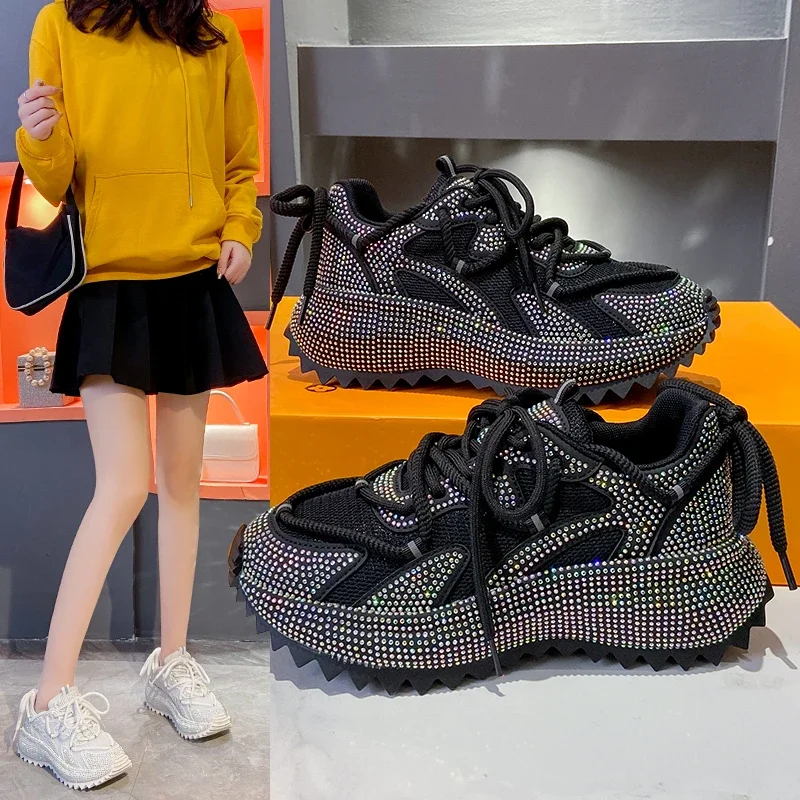 

High Appearance Level Full of Star Rhinestones Foreign Style Comfortable Non-slip Breathable Sports Wear-resistant Women's Shoes