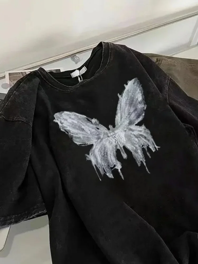 Футболка женская с принтом бабочки, Модный укороченный топ в стиле Харадзюку, Свободная Повседневная рубашка с кулиской, Y2k, на лето
Футболка женская с принтом бабочки, Модный укороченный топ в стиле Харадзюку, Свободная Повседневная рубашка с кулиской, Y2k, на лето