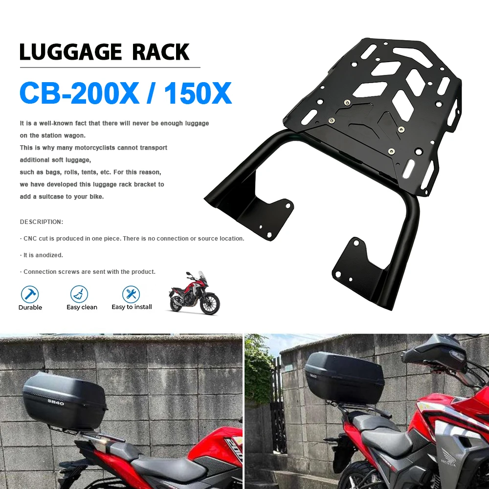 

For HONDA CB150X CB200X CB 150 200X 2021-2023 Rear Carrier Luggage Rack Tailbox Fixer Holder Cargo Bracket Tailrack Kit