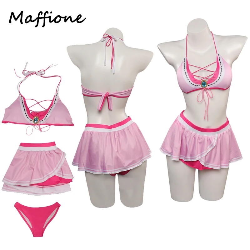 Princess Cos Peach Cosplay Swimsuit Costume Women Swimwear Dress Pink Sexy Bikini Girl Halloween Carnival Party Disguise Suits
Princess Cos Peach Cosplay Swimsuit Costume Women Swimwear Dress Pink Sexy Bikini Girl Halloween Carnival Party Disguise Suits