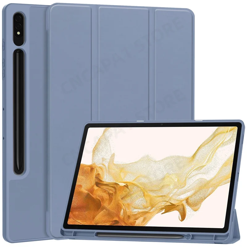 

Tri-Folding Case For Samsung Galaxy Tab S9 Plus 12.4" Case Pencil Holder Smart Cover SM-X810 SM-X816B SM-X818U TPU Back Shell