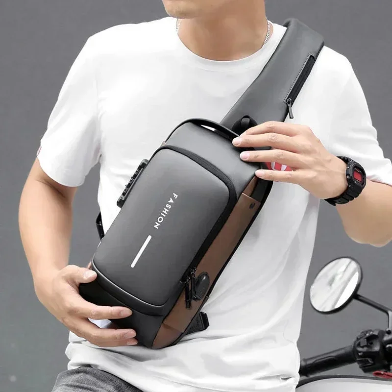 

Men Anti Theft Chest Bag Shoulder Bags USB Charging Crossbody Package School Short Trip Messengers Bags Men's Oxford Sling Pack