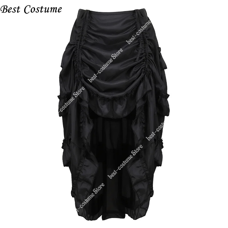 

Halloween Pirate Skirt Steampunk Costume Cosplay Womens High-Low Show Girl Skirt Black Gothic Irregular Dress