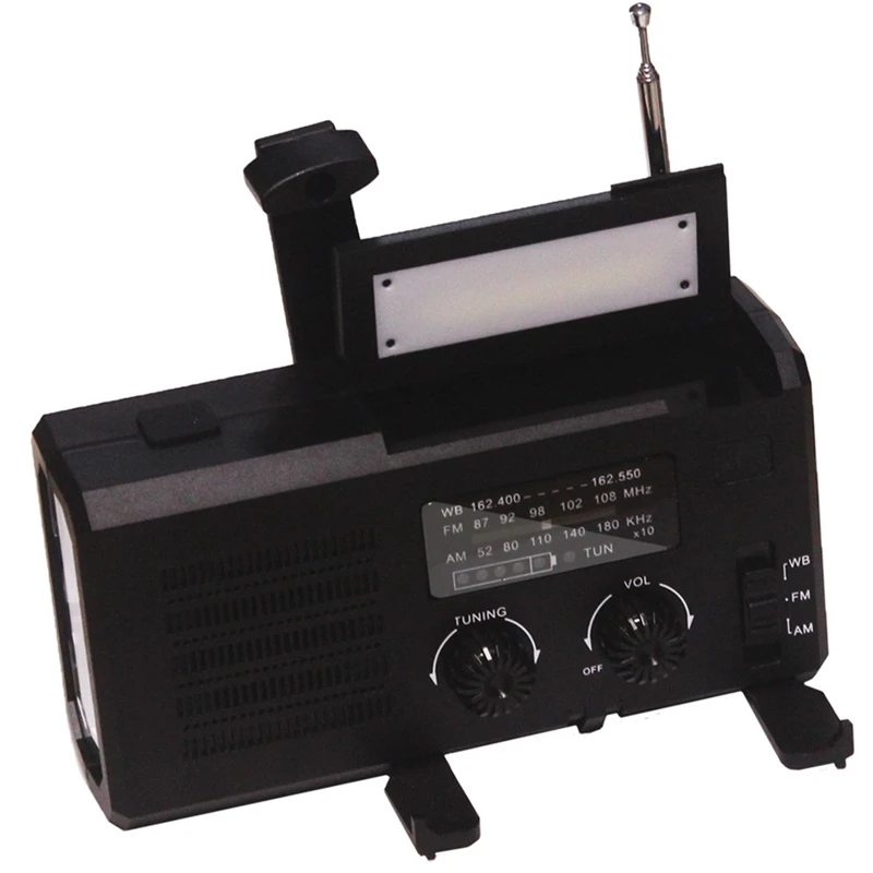 

Portable Solar Radio Hand Crank Emergency Phone Charger,AM/FM/WB SOS 4000Mah COB Alarm Flashlight Radio
