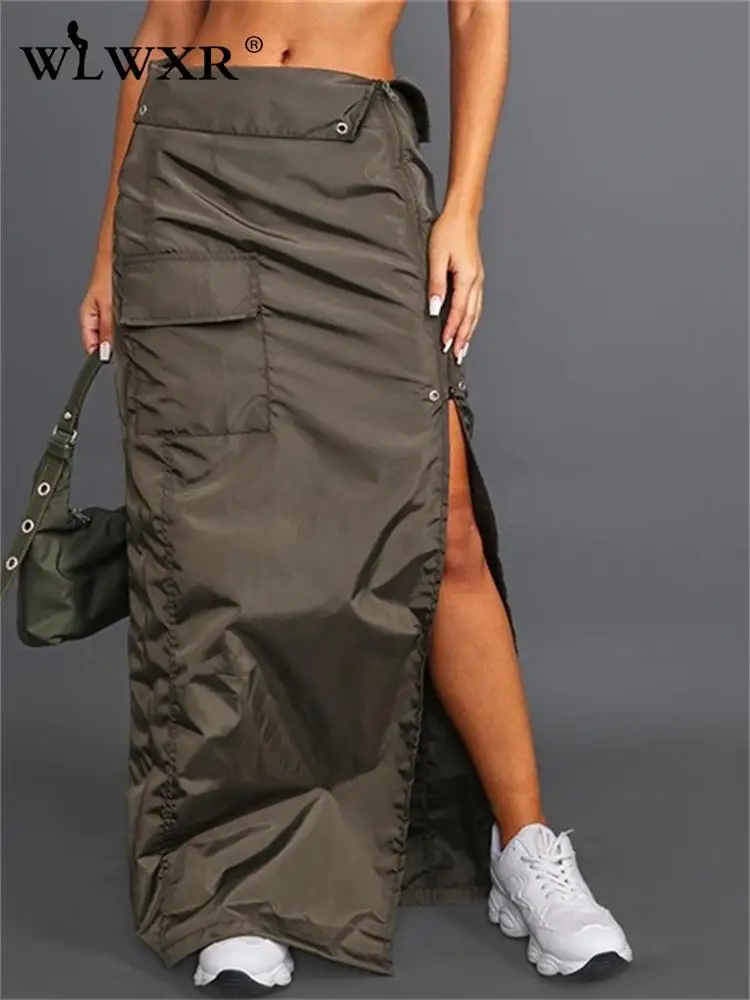WLWXR Streerwear DarkGreen Long Skirt Summer Outfits For Women 2023 Solid Casual Zipper Bifurcate Pockets Cargo Skirts Female
WLWXR Streerwear DarkGreen Long Skirt Summer Outfits For Women 2023 Solid Casual Zipper Bifurcate Pockets Cargo Skirts Female