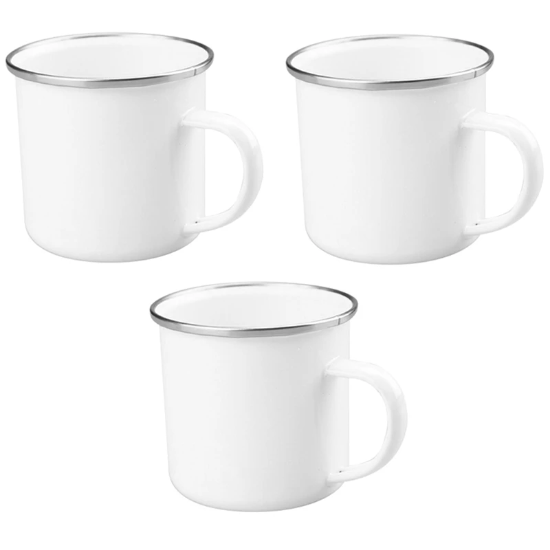 

3PCS Enamel Mugs Drinking Mugs Made Of Enamelled Stainless Steel Tea Pot Coffee Mug For Outdoors And Camping