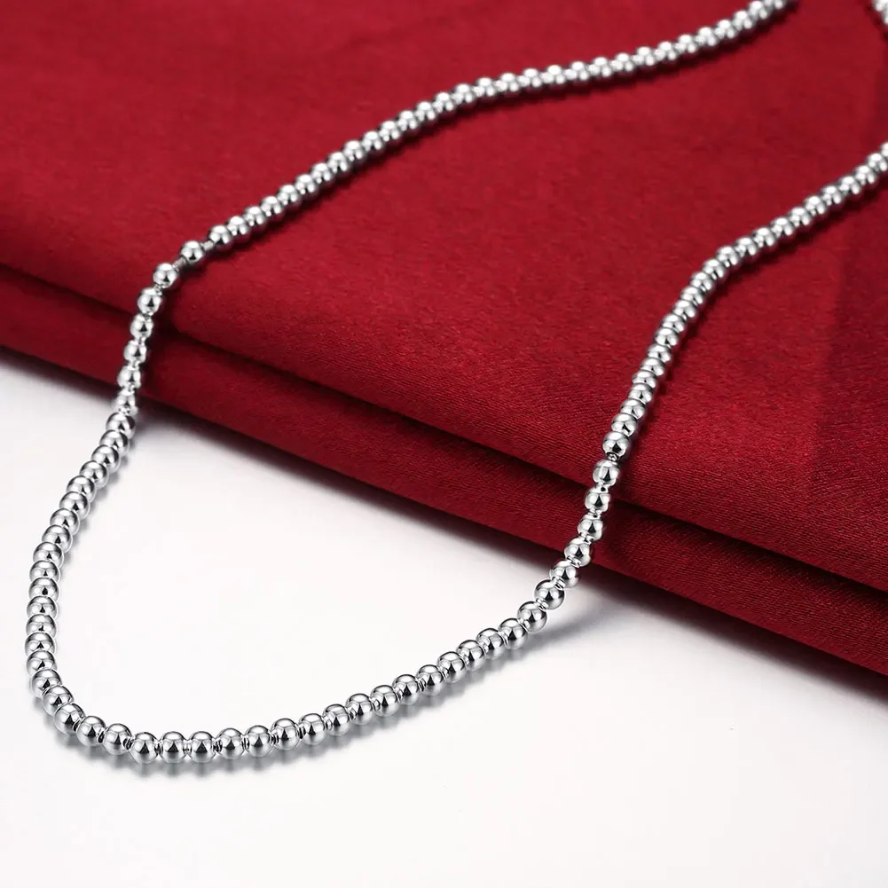 

Hot Classic fine 4MM Beads chain 925 Sterling Silver Necklaces for woman fashion brands Jewelry Christmas Gifts party wedding