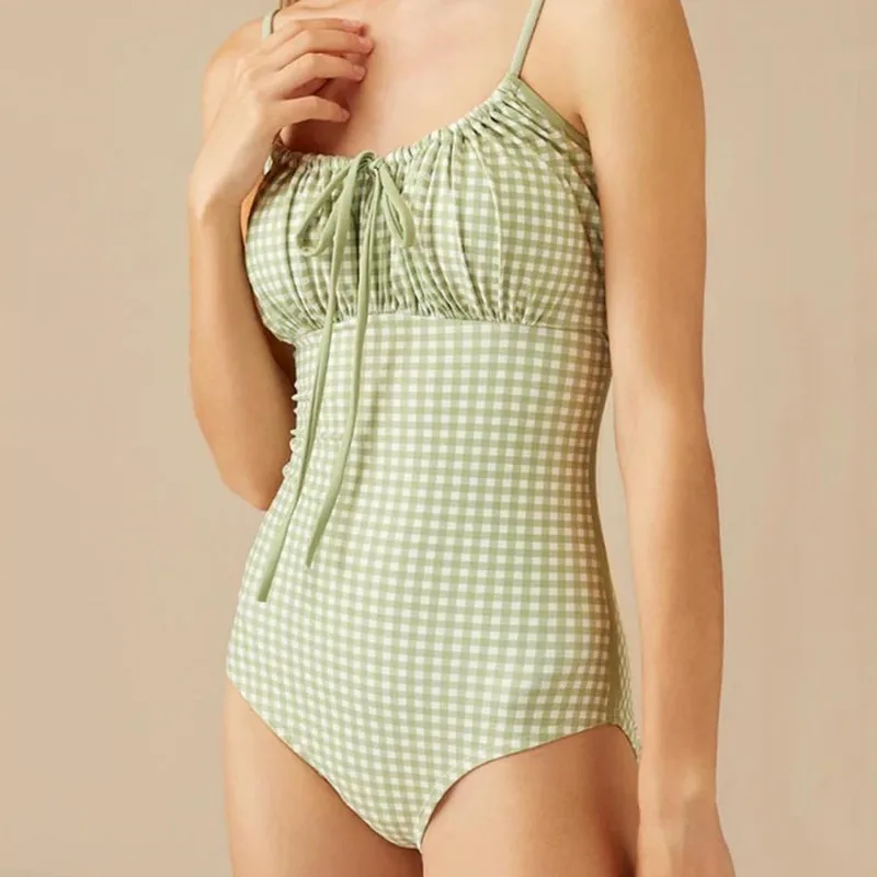 Women's Summer Monokini Swimsuit, Spaghetti Strap Tie-up Front Printed Bathing Suit
Women's Summer Monokini Swimsuit, Spaghetti Strap Tie-up Front Printed Bathing Suit
