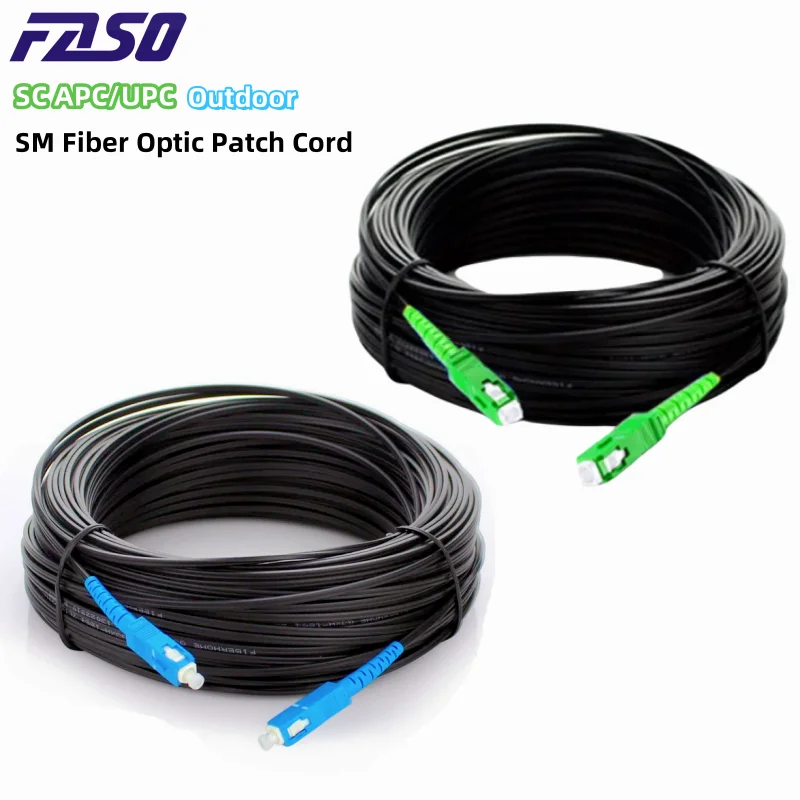 

30M Fiber Optic Patch Cord SC APC FTTH SM SX Outdoor Optical Drop Cable UPC Single Mode G657A1 LZSH Black Jumper Wire Cable