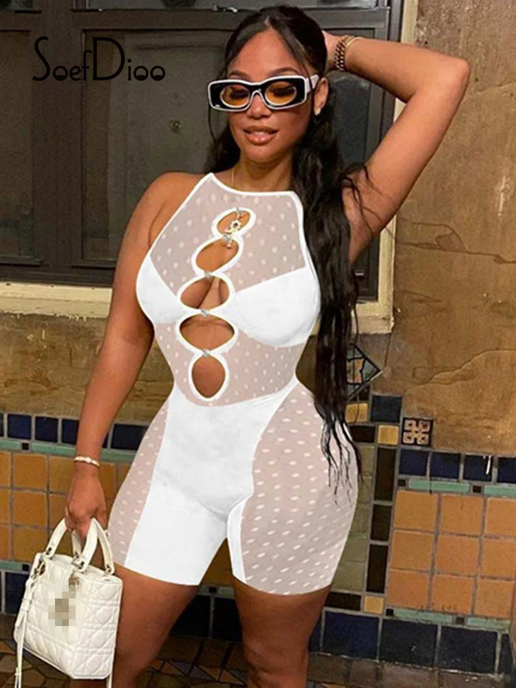 Soefdioo Mesh Patchwork Hollow Out See Through Bodycon Rompers Womens Jumpsuit Shorts Summer 2022 Sexy Night Club Playsuits
Soefdioo Mesh Patchwork Hollow Out See Through Bodycon Rompers Womens Jumpsuit Shorts Summer 2022 Sexy Night Club Playsuits