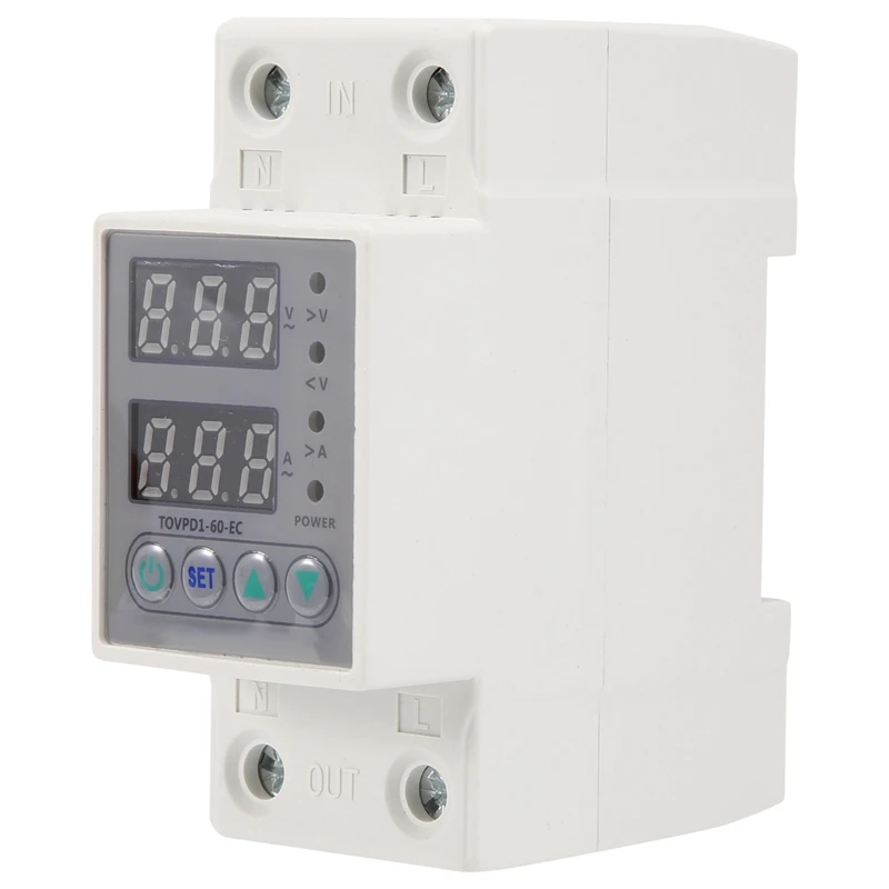 Din Rail Dual Display Adjustable Over Voltage Current And Under Voltage Protective Device Protector Relay 220V 230V
Din Rail Dual Display Adjustable Over Voltage Current And Under Voltage Protective Device Protector Relay 220V 230V