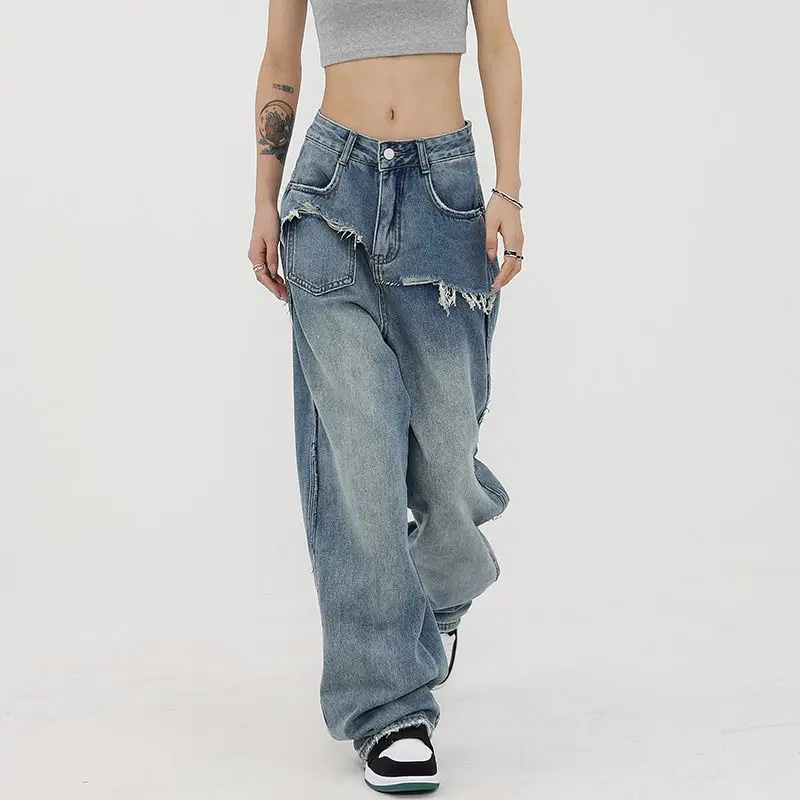 American retro street women wide leg jeans spring and autumn personalized Y2K street high waisted hip hop straight jeans
American retro street women wide leg jeans spring and autumn personalized Y2K street high waisted hip hop straight jeans