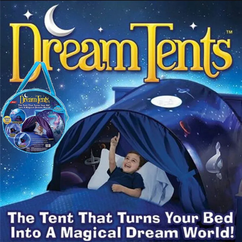 

Kids Dream Tents Baby Pop Up Bed Tent Cartoon Snowy Foldable Playhouse Comforting At Night Sleeping Outdoor Camp Tipi + Light 텐트