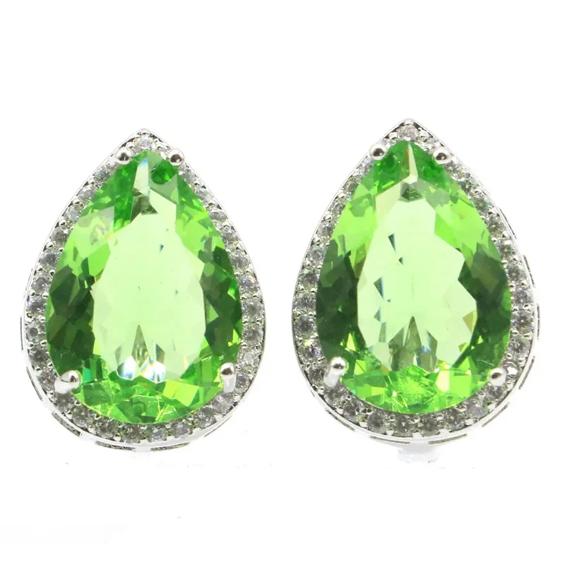 22x16mm Lovely Cute Drop Shape Green Tsavorite Garnet White CZ Females Wedding Silver Stud Earrings
22x16mm Lovely Cute Drop Shape Green Tsavorite Garnet White CZ Females Wedding Silver Stud Earrings