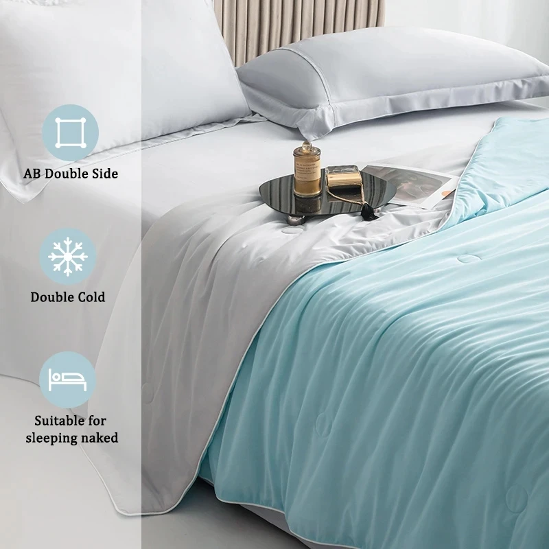 

Cooling Blanket for Bed Silky Air Condition Comforter Lightweight Cooled Summer Quilt with Double Side Cold & Cooling Fabric