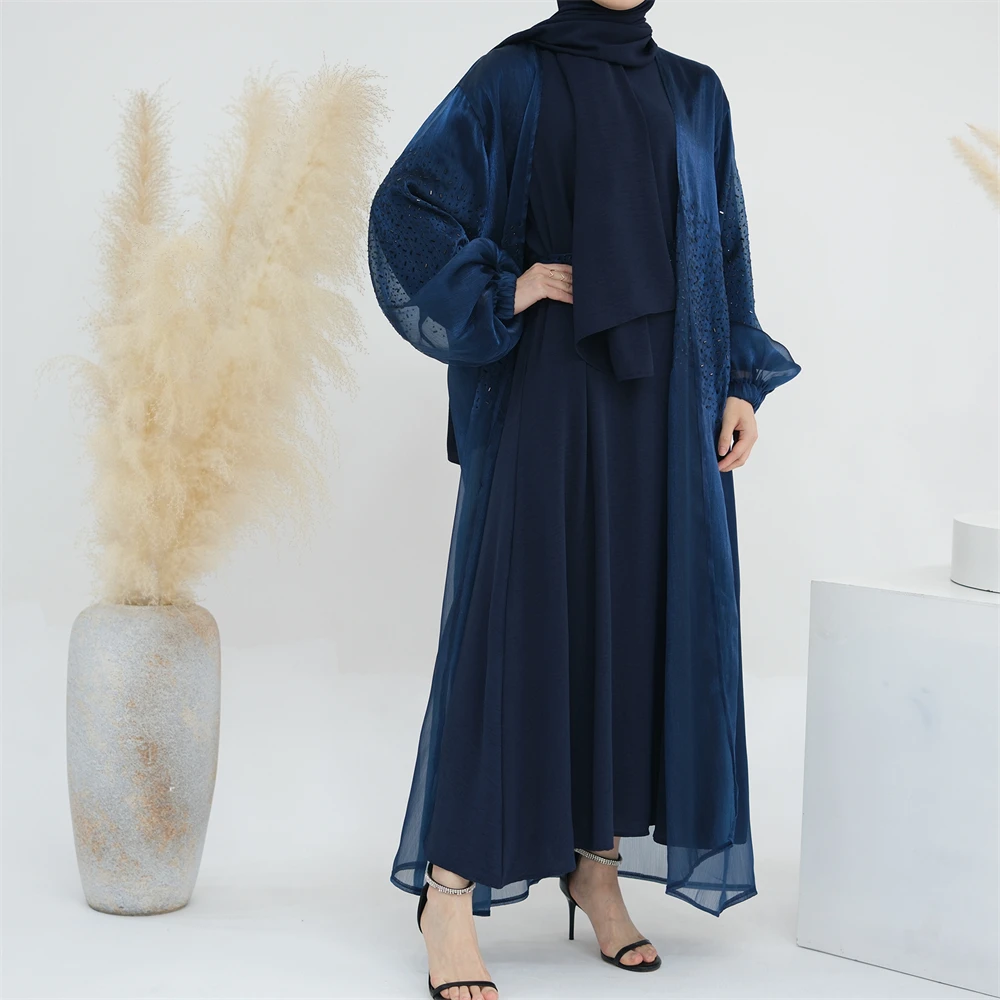 Shiny Muslim Women Open Abaya Cardigan Maxi Dresses Turkey Kimono Puff Sleeve Islamic Arabic Robe Eid Party Dubai Femme Jalabiya
Shiny Muslim Women Open Abaya Cardigan Maxi Dresses Turkey Kimono Puff Sleeve Islamic Arabic Robe Eid Party Dubai Femme Jalabiya
