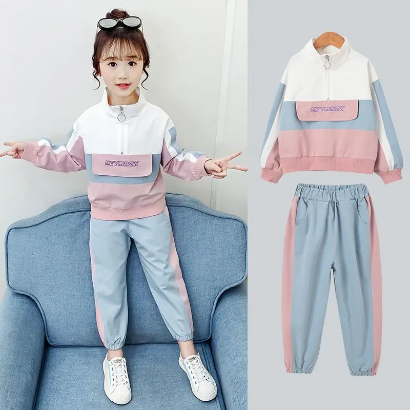 

Girl Sports Suit Kids Coat +pants 2pcs Children Clothing Outfit Sets for Girls Spring Autumn Baby Clothes 6 7 8 9 10 11 12 Years