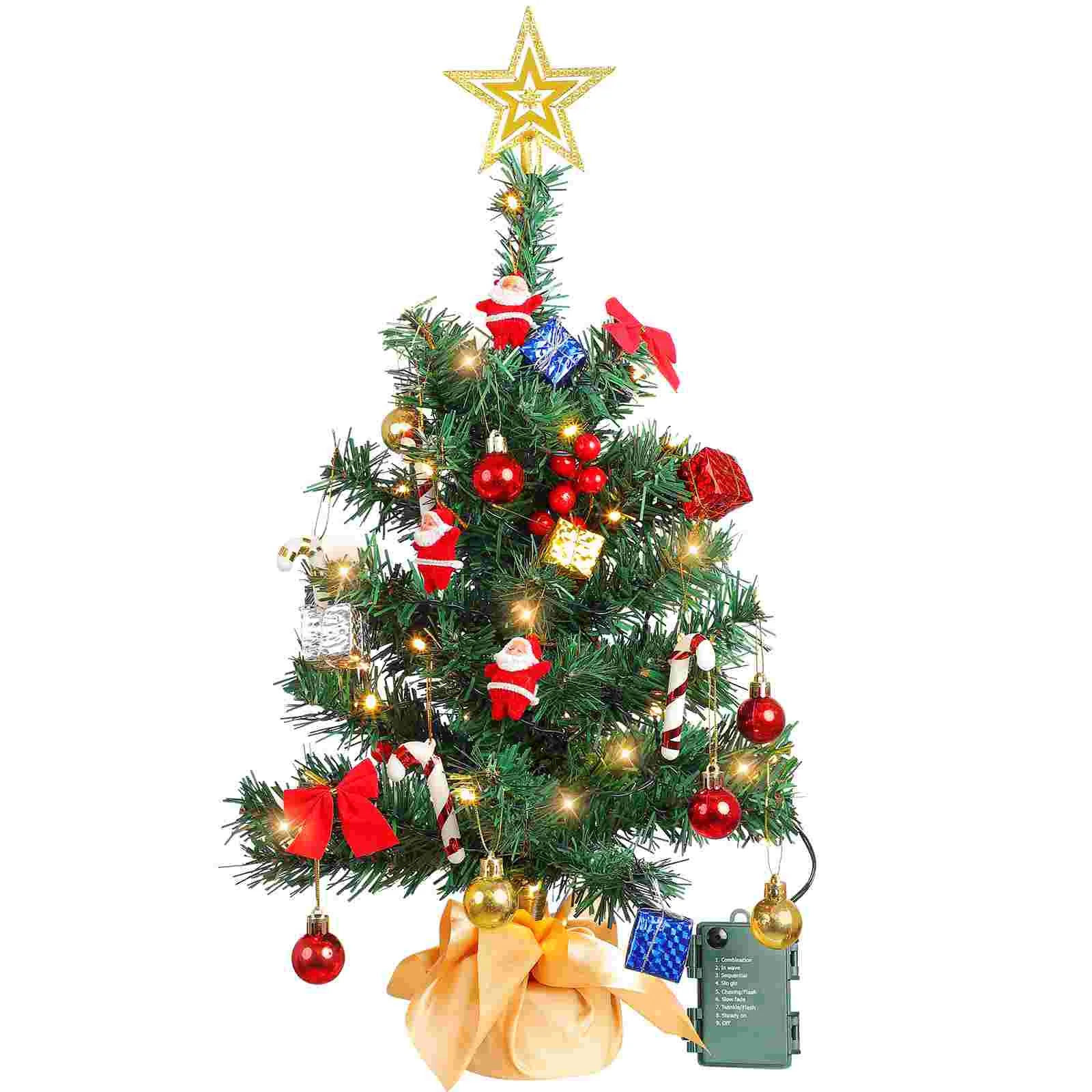 

Настольная Рождественская елка 50 см, мини-Гирлянда для рождественской елки, подвесные украшения, предварительно светящаяся искусственная Рождественская елка, праздничное украшение