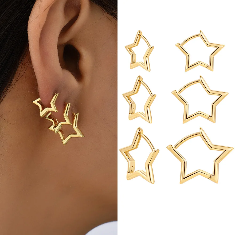 Fashion Simple Stainless Steel Earrings Hollowed-out Copper Pentagram Love Square Twist Shape Ear Hook Buckle
Fashion Simple Stainless Steel Earrings Hollowed-out Copper Pentagram Love Square Twist Shape Ear Hook Buckle