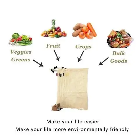 Machine Washable Reusable Cotton Mesh Bags for Home Kitchen Fruit and Vegetable Storage with Drawstring
Machine Washable Reusable Cotton Mesh Bags for Home Kitchen Fruit and Vegetable Storage with Drawstring