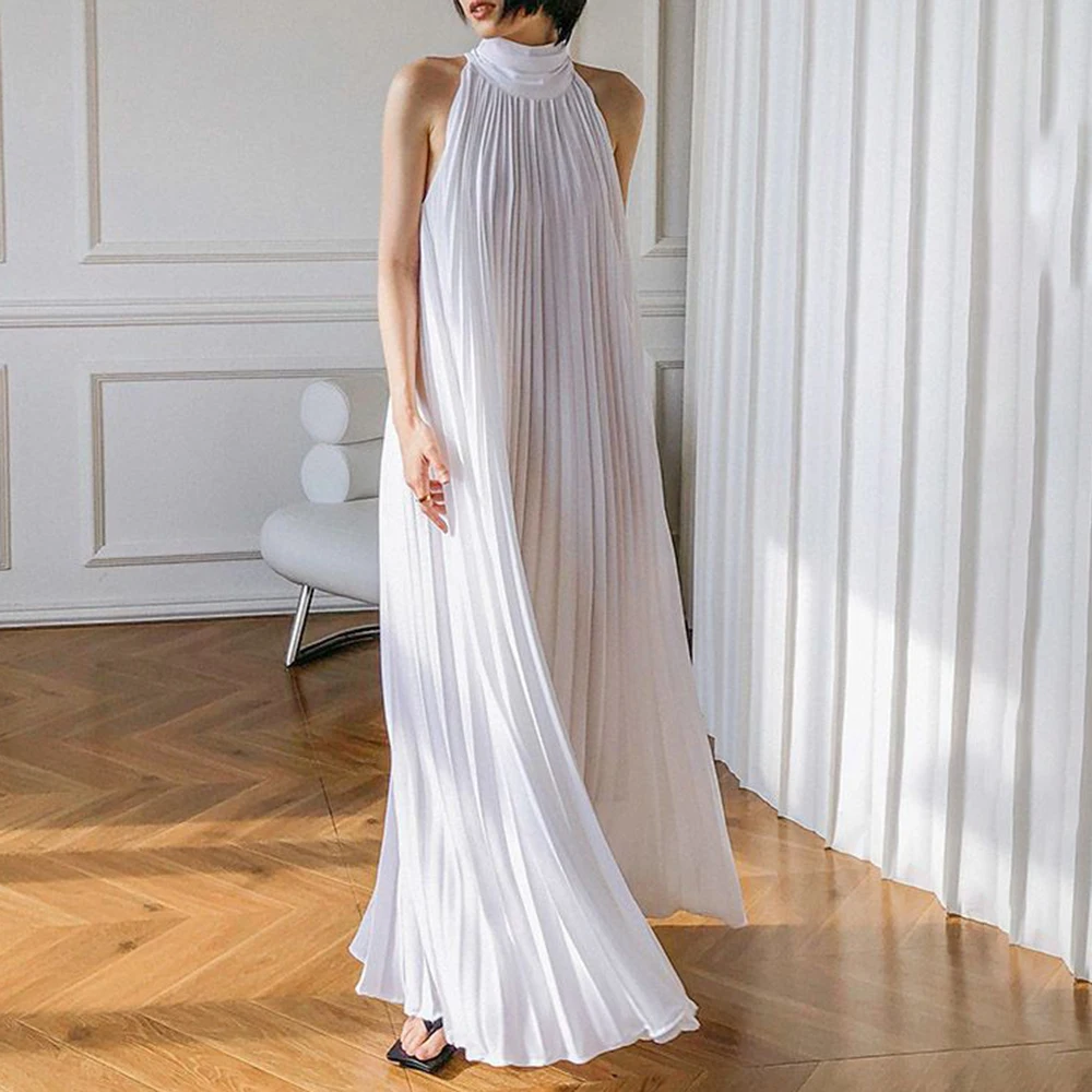 Cotton And Linen Hanging Neck Slit Holiday Dress Solid Sleeveless Halter Dress For Women Female 2023 Summer Casual Long Dresses
Cotton And Linen Hanging Neck Slit Holiday Dress Solid Sleeveless Halter Dress For Women Female 2023 Summer Casual Long Dresses