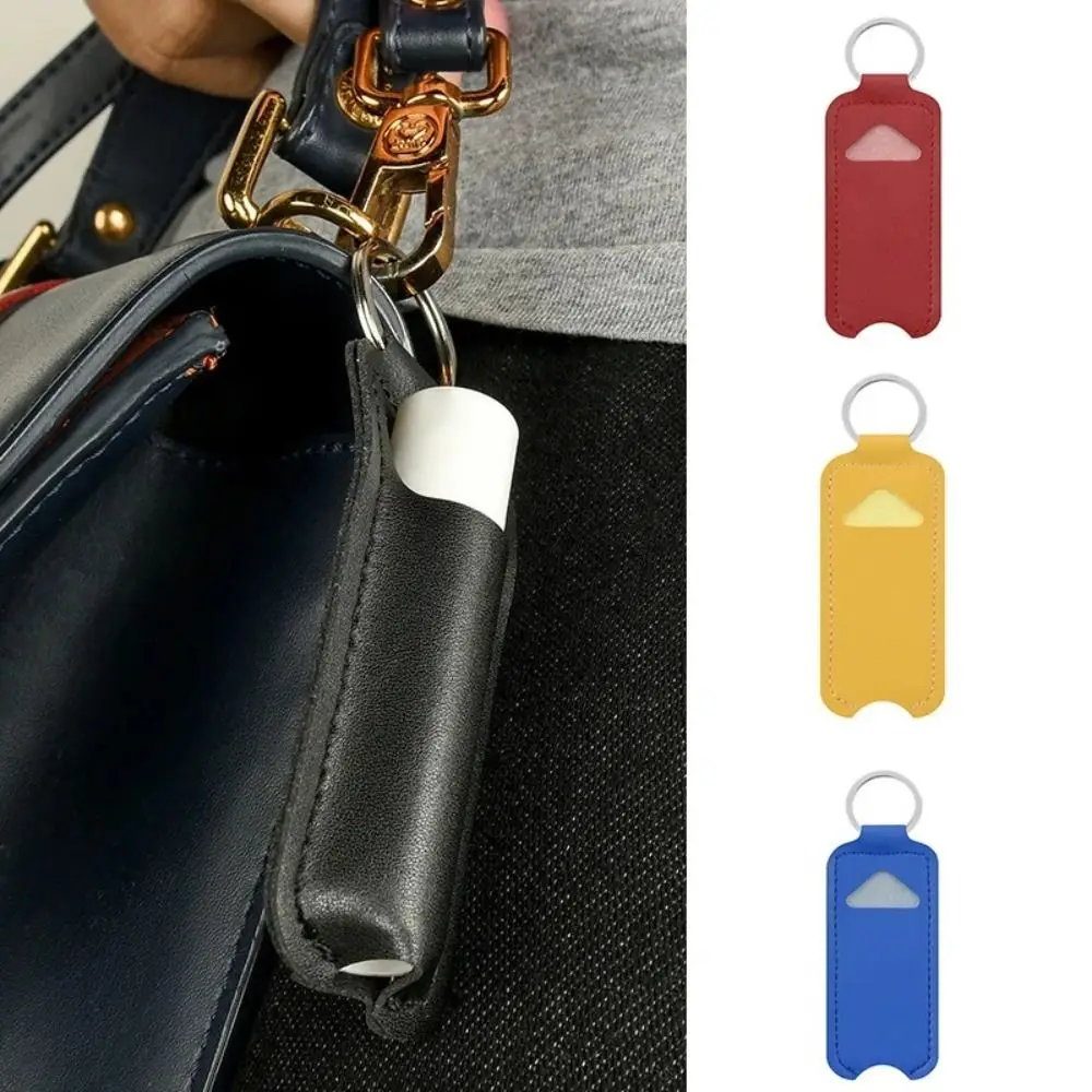 

Lipstick Lip Gloss Bag Keychain Holder PU Leather Chapstick Pouch Key Ring Portable Lip Balm Bottle Packaging Cover Key Chain