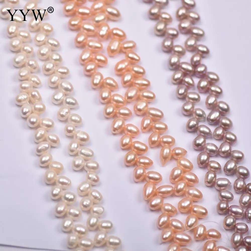 

Cultured Rice Freshwater Pearl Beads Wheat Natural Diy Top Drilled For Woman 5-6mm 36-38 Cm Jewelry Making DIY Necklace Bracelet