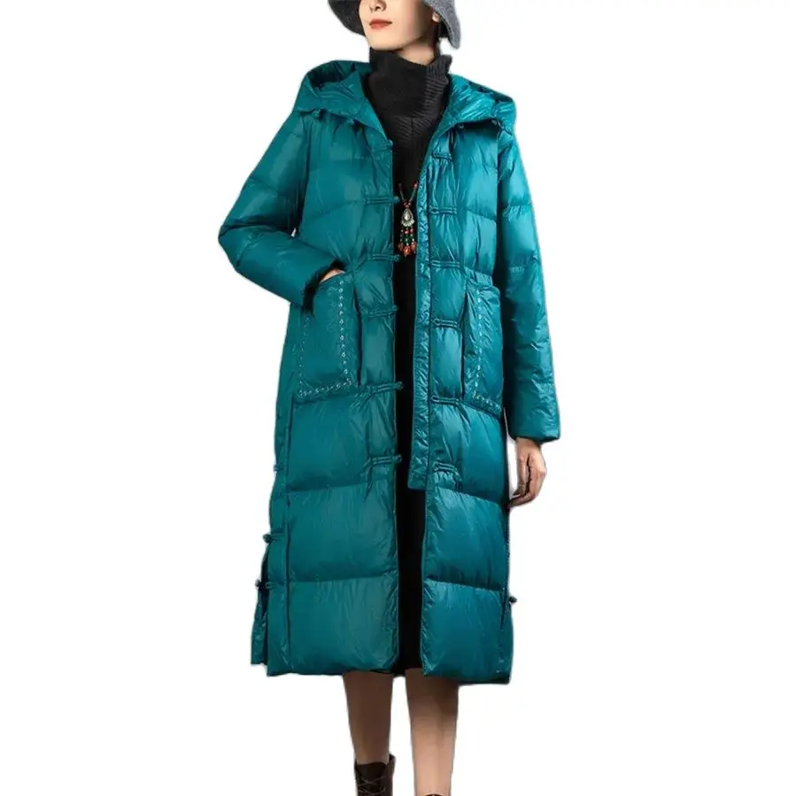 Winter Down Jacket Women's Loose Ethnic style Buckle literary Vintage Thicken Woman Long Overcoat Female Hooded Warm Parka Coats
Winter Down Jacket Women's Loose Ethnic style Buckle literary Vintage Thicken Woman Long Overcoat Female Hooded Warm Parka Coats