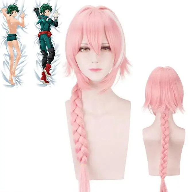 

Anime Cosplay Wig Pink Highlights Long Braids Heat Resistant Synthetic Hair Halloween Wigs Dakimakura Pillow Case Pillow Cover