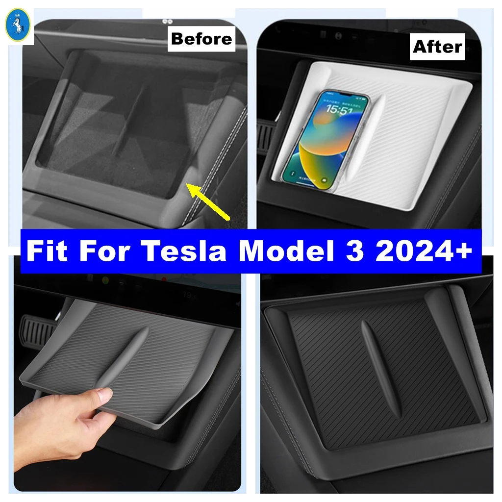 

Fit For Tesla Model 3 2024 Car Decoration Central Control Wireless Silicone Pad Phone Mat Cover Silica Gel Interior Accessories