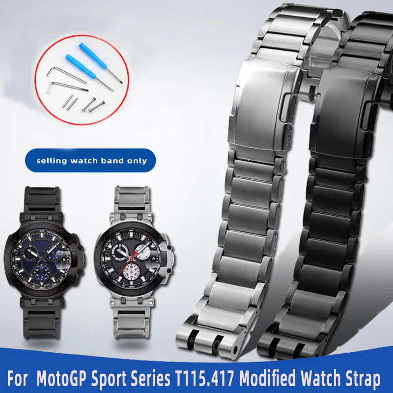 

For Tissot Racing T115 Series Strap T115.417 Series Moto GP Titanium Aluminum Alloy Watch Chain 22mm Watchband with Tools