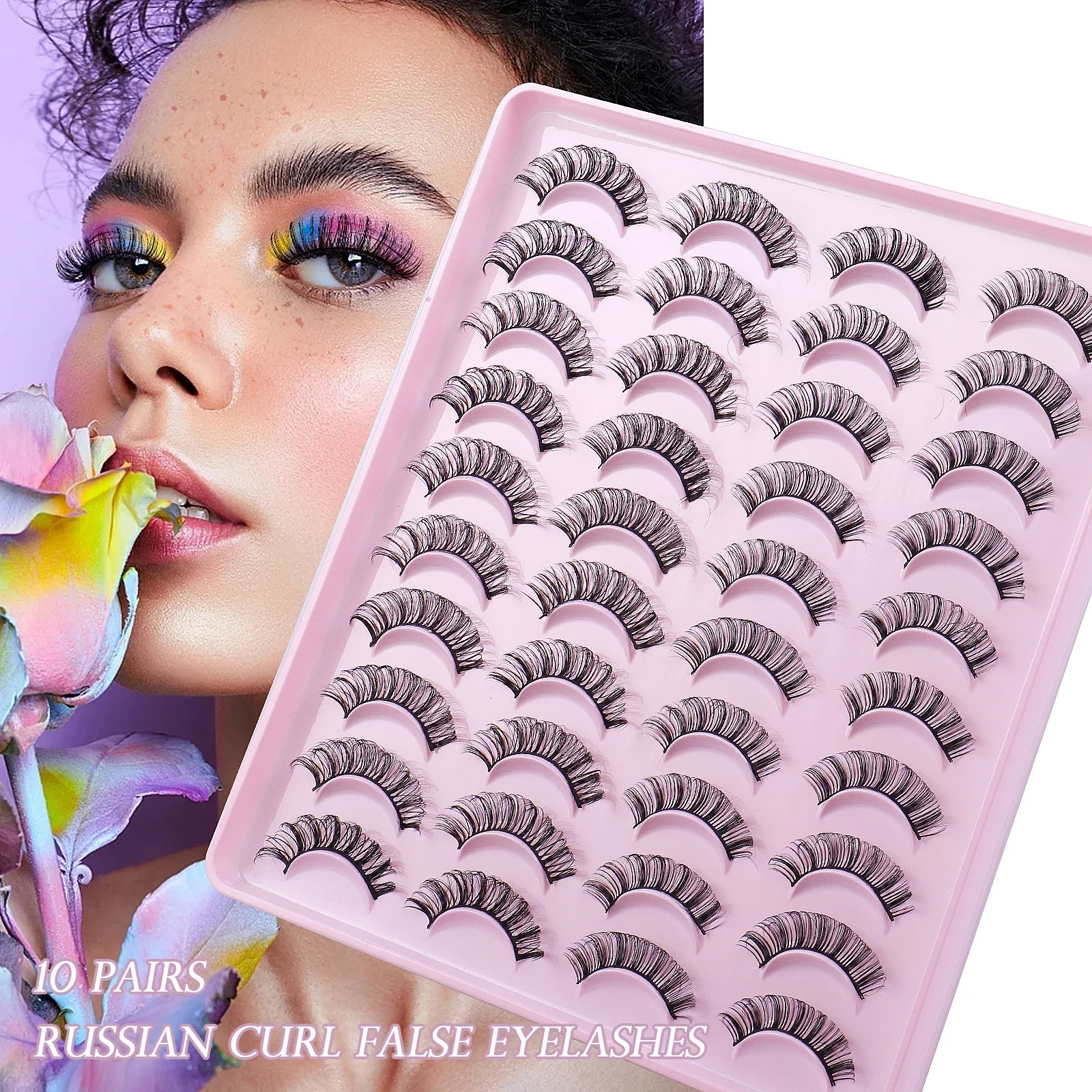 

Thick Fluffy Faux Mink Eyelashes Extensions Naturally Soft Delicate Reusable Handmade 20 Pairs 3D Fake Lashes Mink Full Strip