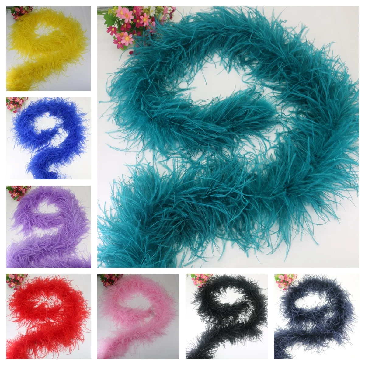 

6 Layer Ostrich Feathers Boa Centerpieces for Weddings Plumas De Faisan 2 Meters Wedding Party Accessories Plume Carnival Big