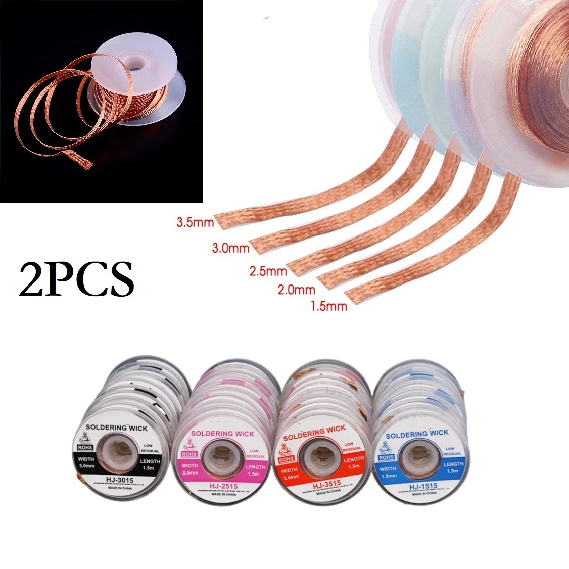 2pcs 1.5M Desoldering Braid Tape Copper Welding Solder Remover Welding Tin Sucker Cable Lead Cord Flux Soldering Tools
2pcs 1.5M Desoldering Braid Tape Copper Welding Solder Remover Welding Tin Sucker Cable Lead Cord Flux Soldering Tools
