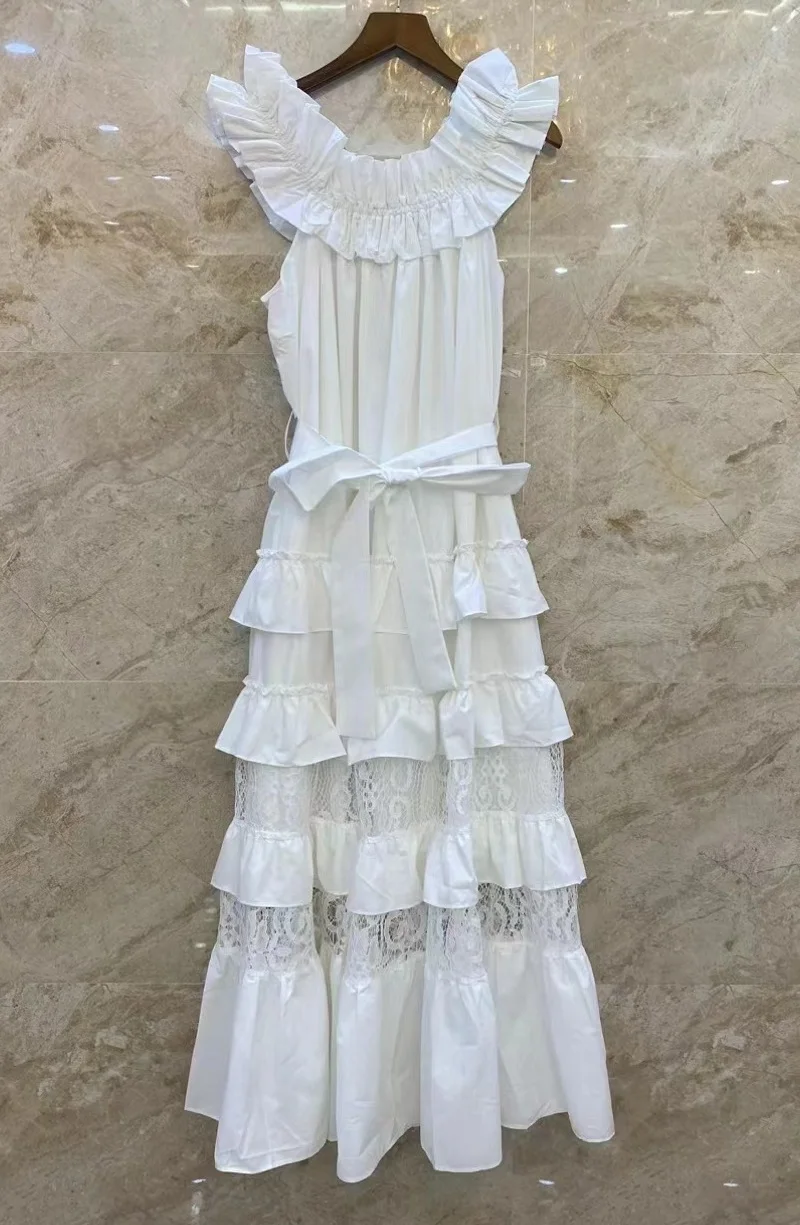 New 2023 Summer Long Dress High Quality Ladies Sexy Cascading Ruffle Sexy Lace Patchwork Sleeveless Long White Red Black Dress
New 2023 Summer Long Dress High Quality Ladies Sexy Cascading Ruffle Sexy Lace Patchwork Sleeveless Long White Red Black Dress